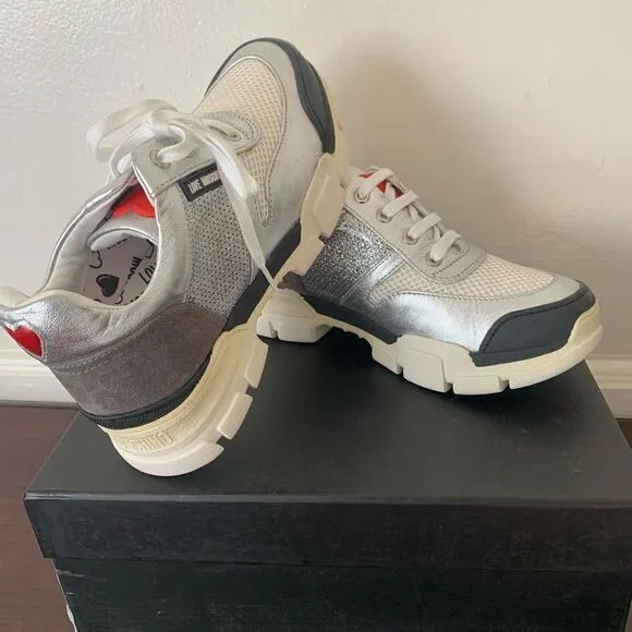 Love Moschino Trekk  leather metallic sneaker