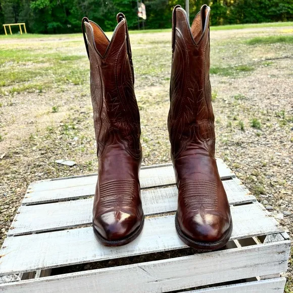 Lucchese 1883 Bart Western Boots Men's Sz 9.5 D Handmade Chocolate Cowhide