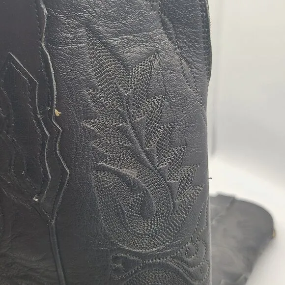 Lucchese 1883 Cowboy Boots Women's Size 6 N4501 Black Leather Embroidered