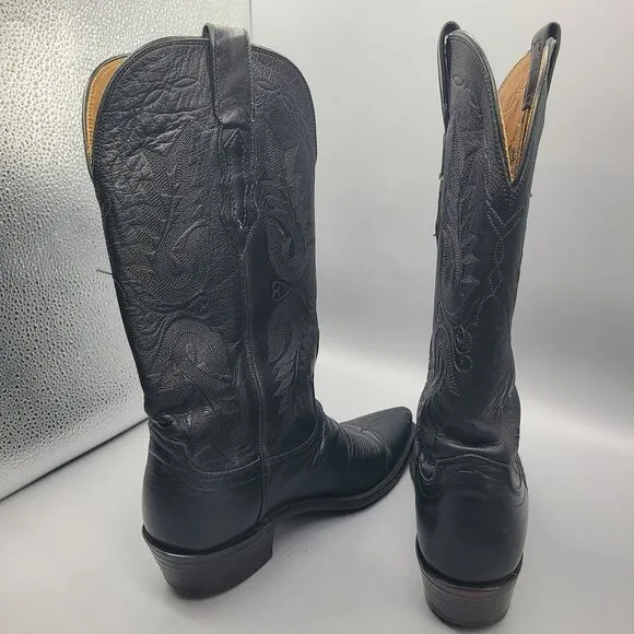 Lucchese 1883 Cowboy Boots Women's Size 6 N4501 Black Leather Embroidered