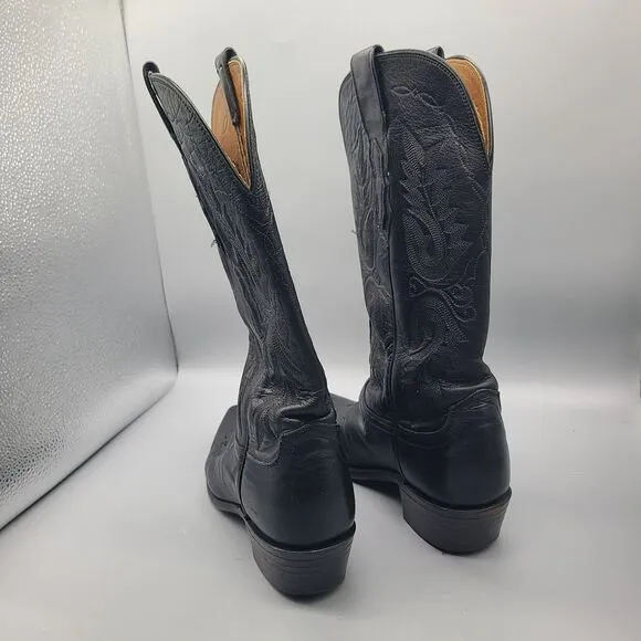 Lucchese 1883 Cowboy Boots Women's Size 6 N4501 Black Leather Embroidered