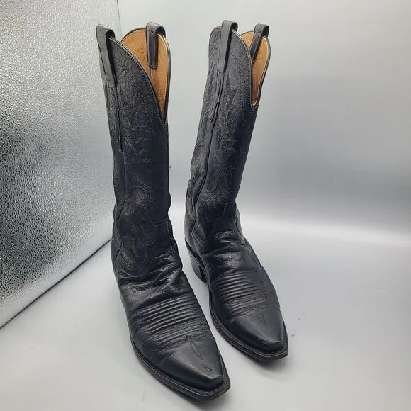 Lucchese 1883 Cowboy Boots Women's Size 6 N4501 Black Leather Embroidered