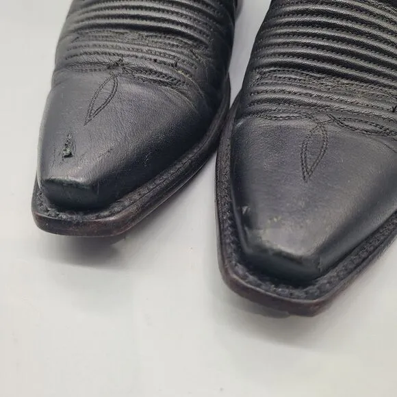 Lucchese 1883 Cowboy Boots Women's Size 6 N4501 Black Leather Embroidered