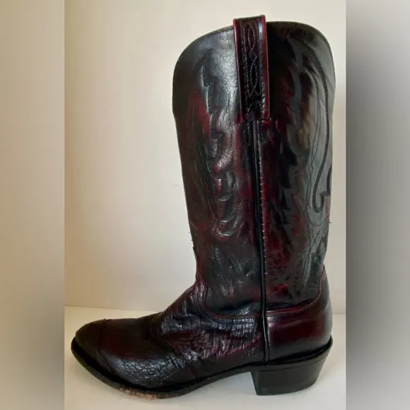 Lucchese 1883 Full Quill Ostrich Cherry Vamp Inlay Cowboy Boots - Mens 10 D