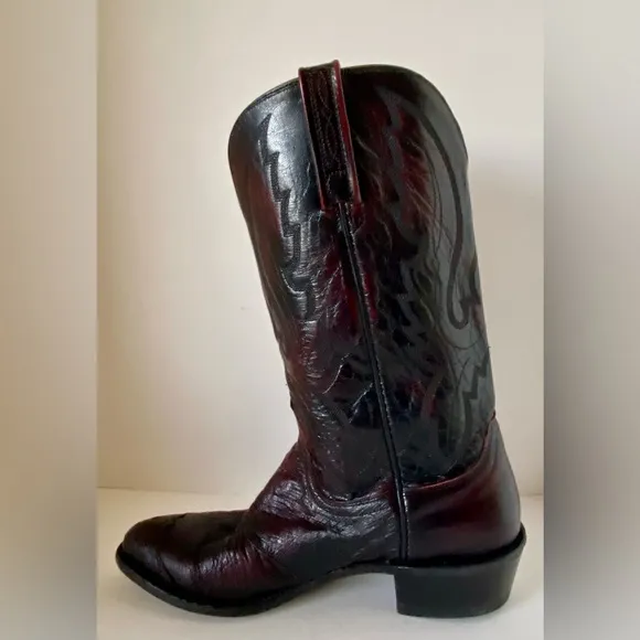 Lucchese 1883 Full Quill Ostrich Cherry Vamp Inlay Cowboy Boots - Mens 10 D