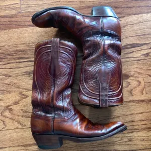 Lucchese Western Leather Cowboy Boots 2083ZZ San Antonio Goat Skin Mens SZ 9.5 D