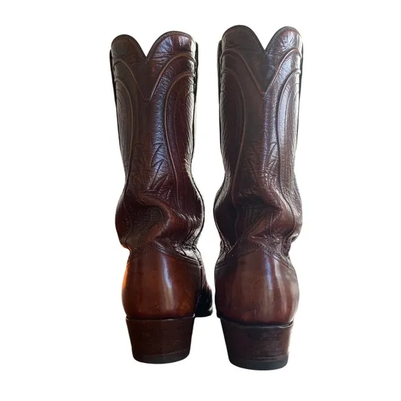 Lucchese Western Leather Cowboy Boots 2083ZZ San Antonio Goat Skin Mens SZ 9.5 D
