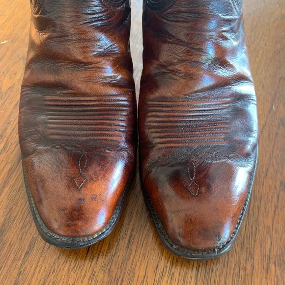 Lucchese Western Leather Cowboy Boots 2083ZZ San Antonio Goat Skin Mens SZ 9.5 D