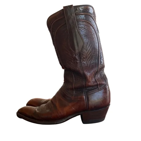 Lucchese Western Leather Cowboy Boots 2083ZZ San Antonio Goat Skin Mens SZ 9.5 D