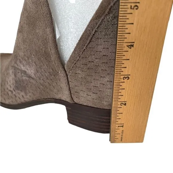 Lucky Brand Baley Taupe Leather Suede Slip On Bootie Boots Women's Size 8 NWOB
