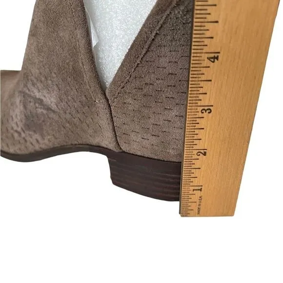 Lucky Brand Baley Taupe Leather Suede Slip On Bootie Boots Women's Size 8 NWOB