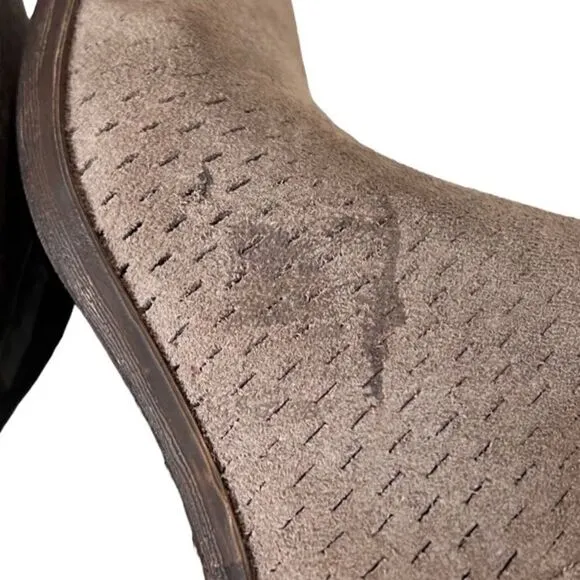 Lucky Brand Baley Taupe Leather Suede Slip On Bootie Boots Women's Size 8 NWOB