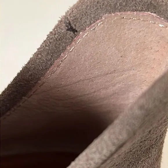 Lucky Brand Baley Taupe Leather Suede Slip On Bootie Boots Women's Size 8 NWOB