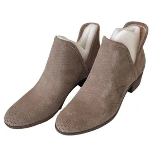 Lucky Brand Baley Taupe Leather Suede Slip On Bootie Boots Women's Size 8 NWOB