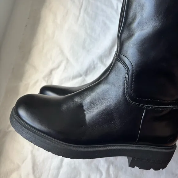 Lucky Brand Cirila Boots Leather Neutral Equestrian Riding Bikercore Rock Sz 8