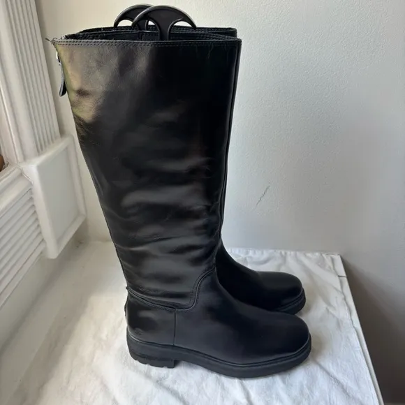 Lucky Brand Cirila Boots Leather Neutral Equestrian Riding Bikercore Rock Sz 8