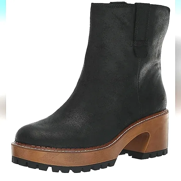 LUCKY BRAND Rhoslyn Nubuck Chelsea Lug Chunky PullOn Ankle Boots NWT