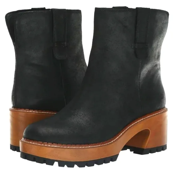 LUCKY BRAND Rhoslyn Nubuck Chelsea Lug Chunky PullOn Ankle Boots NWT