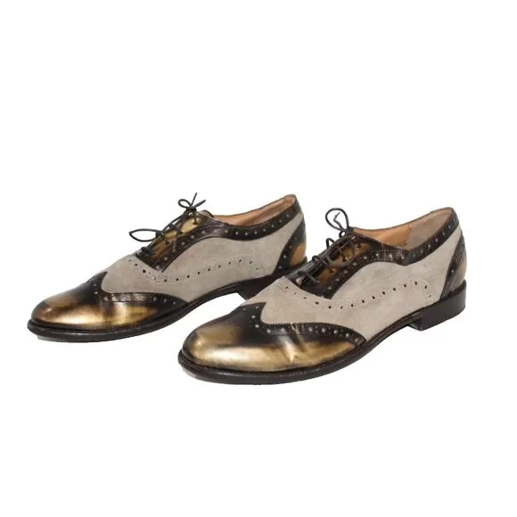 M. Gemi Brown Leather Oxford Dress Shoes Italy Men's Size 9 US 42 EU