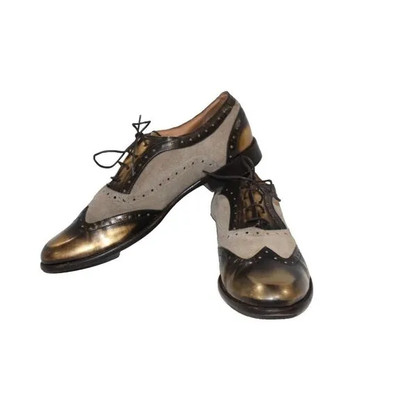 M. Gemi Brown Leather Oxford Dress Shoes Italy Men's Size 9 US 42 EU