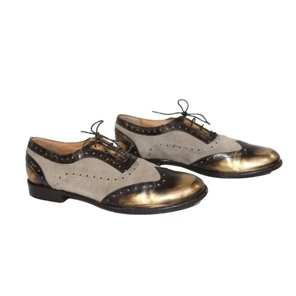 M. Gemi Brown Leather Oxford Dress Shoes Italy Men's Size 9 US 42 EU