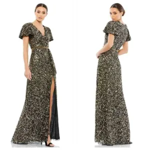 Mac Duggal 5540 - Sequin V-Neck Long Dress Size 16