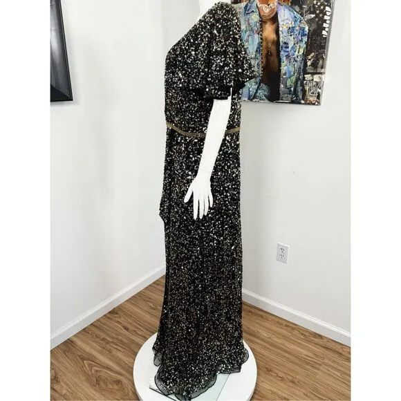Mac Duggal 5540 - Sequin V-Neck Long Dress Size 16