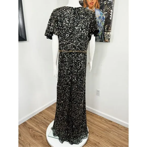 Mac Duggal 5540 - Sequin V-Neck Long Dress Size 16
