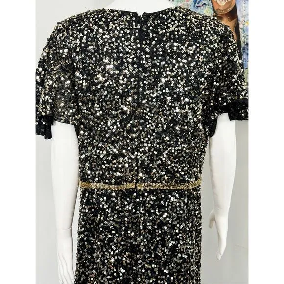 Mac Duggal 5540 - Sequin V-Neck Long Dress Size 16