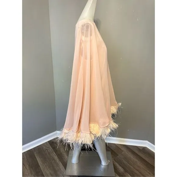 MAC DUGGAL TRAPEZE DRESS WITH FEATHER TRIM