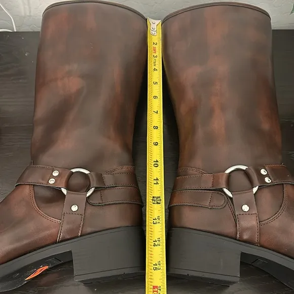 MADDEN GIRL Brown Black with Silver Buckle Tall Boots. Size 11 Vegan Leather
