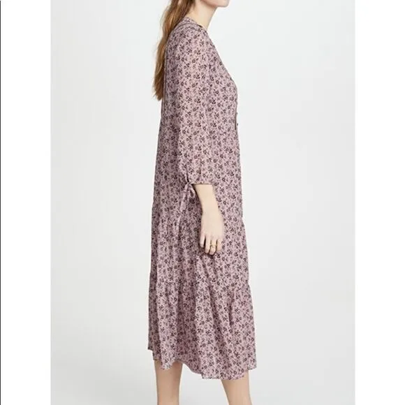 Madewell Long Sleeved Tier Dress in Winter Floral Smoky Lilac!