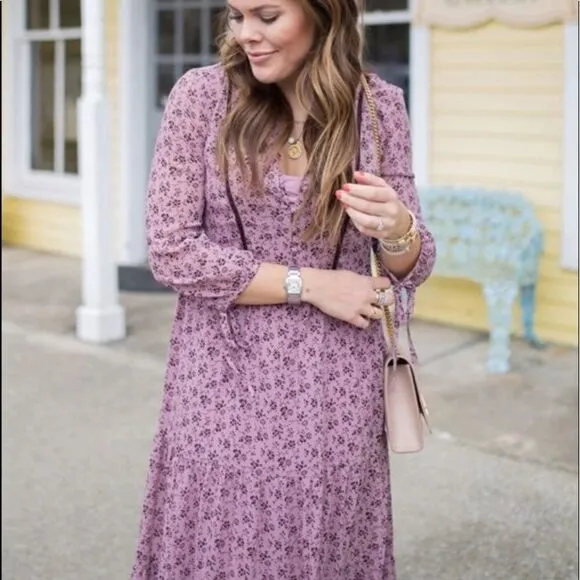 Madewell Long Sleeved Tier Dress in Winter Floral Smoky Lilac!
