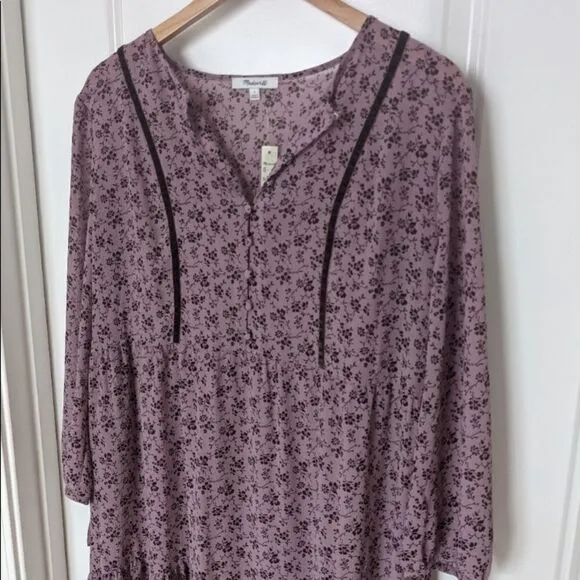 Madewell Long Sleeved Tier Dress in Winter Floral Smoky Lilac!