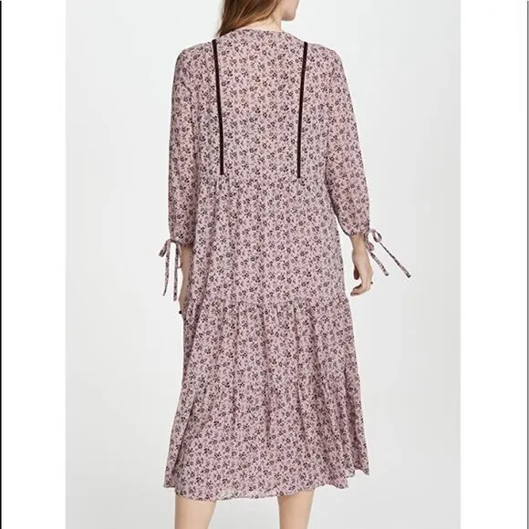 Madewell Long Sleeved Tier Dress in Winter Floral Smoky Lilac!