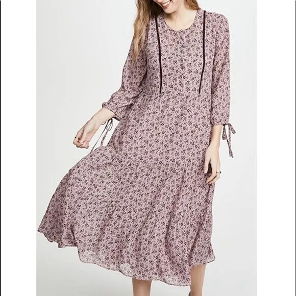 Madewell Long Sleeved Tier Dress in Winter Floral Smoky Lilac!