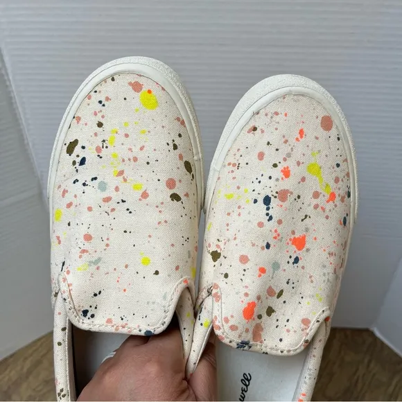 Madewell Sidewalk Paint Splatter Slip on Sneakers Size 9.5