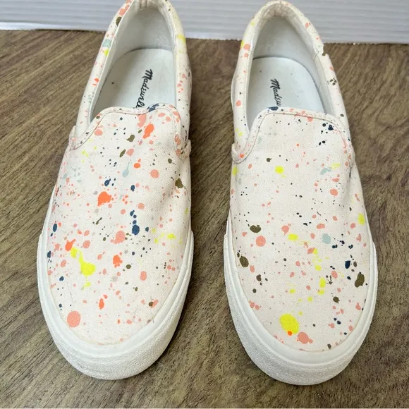 Madewell Sidewalk Paint Splatter Slip on Sneakers Size 9.5
