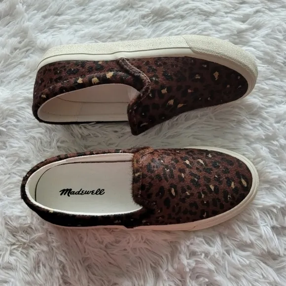 Madewell Sidewalk Slip On Sneakers In Mini Leopard Calf Hair.