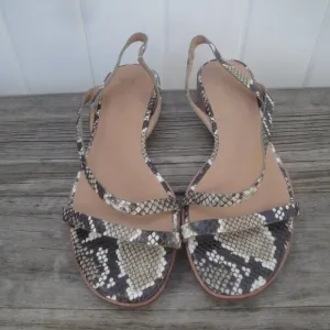 Madewell Sling Back Sandal with snakeskin embossed leather Size 8