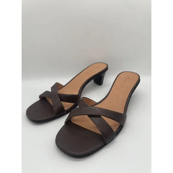 Madewell The Rachelle Kitten Heel Mule Sandal 9.5 Chocolate Raisin NN055 Brown