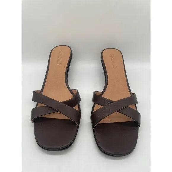 Madewell The Rachelle Kitten Heel Mule Sandal 9.5 Chocolate Raisin NN055 Brown