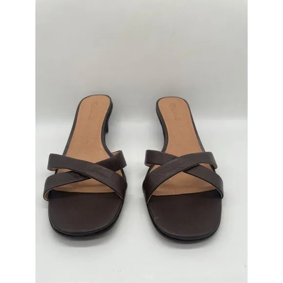 Madewell The Rachelle Kitten Heel Mule Sandal 9.5 Chocolate Raisin NN055 Brown