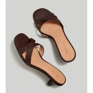 Madewell The Rachelle Kitten Heel Mule Sandal 9.5 Chocolate Raisin NN055 Brown