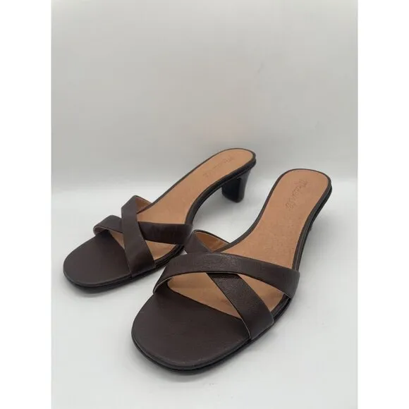 Madewell The Rachelle Kitten Heel Mule Sandal 9.5 Chocolate Raisin NN055 Brown