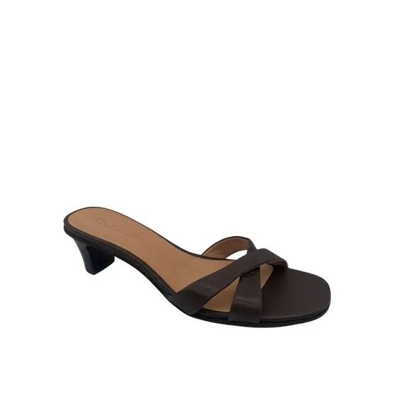 Madewell The Rachelle Kitten Heel Mule Sandal 9.5 Chocolate Raisin NN055 Brown