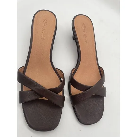 Madewell The Rachelle Kitten Heel Mule Sandal 9.5 Chocolate Raisin NN055 Brown