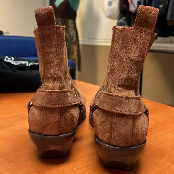 Madewell The Santiago Western Ankle Boot - Dried Maple - Size 9.5 Suede Harness