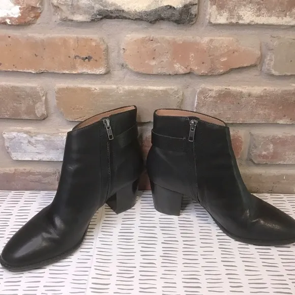 MADEWELL Women’s Black Leather KELCI Chunky Block Heel Ankle Booties Boots 8