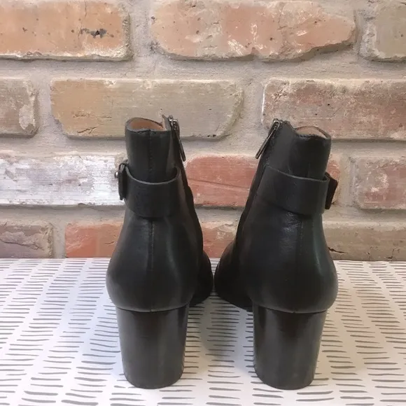 MADEWELL Women’s Black Leather KELCI Chunky Block Heel Ankle Booties Boots 8